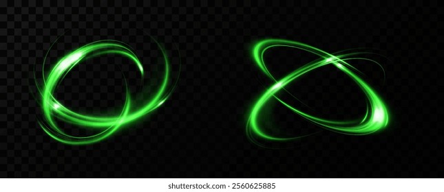 Green neon ring. Glowing circle. Glow effect. Round light frame. abstract light lines of movement and speed. Abstract light lines of movement and speed. light green ellipse.	