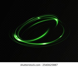 Green neon ring. Glowing circle. Glow effect. Round light frame. abstract light lines of movement and speed. Abstract light lines of movement and speed. light green ellipse.	