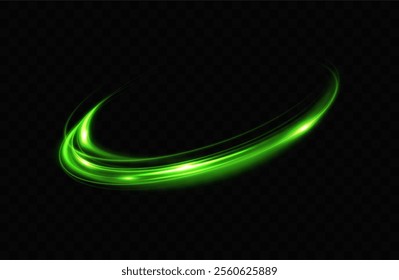 Green neon ring. Glowing circle. Glow effect. Round light frame. abstract light lines of movement and speed. Abstract light lines of movement and speed. light green ellipse.	