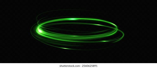 Green neon ring. Glowing circle. Glow effect. Round light frame. abstract light lines of movement and speed. Abstract light lines of movement and speed. light green ellipse.	