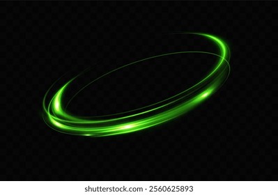 Green neon ring. Glowing circle. Glow effect. Round light frame. abstract light lines of movement and speed. Abstract light lines of movement and speed. light green ellipse.	