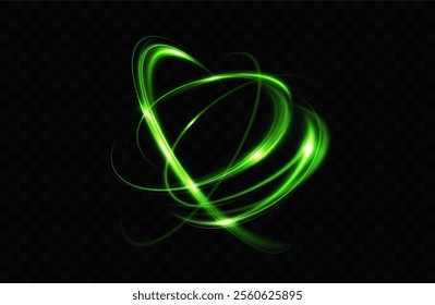 Green neon ring. Glowing circle. Glow effect. Round light frame. abstract light lines of movement and speed. Abstract light lines of movement and speed. light green ellipse.	