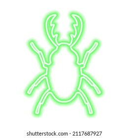 Green neon stag-beetle sign isolated on white