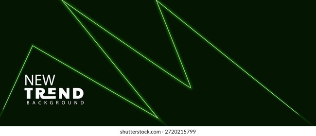 Fondo de tendencia de triángulos de neón verde con líneas geométricas