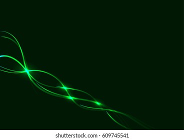 Green neon waves on a dark background.