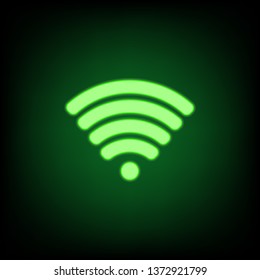 green neon wireless and wifi internet connection icon vector illustration.