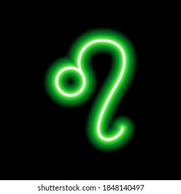 Green neon zodiac sign Leo. Predictions, astrology, horoscope.
