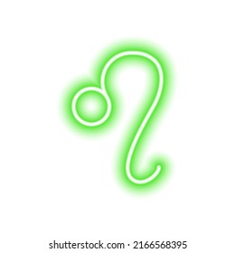 Green neon zodiac sign Leo on white. Predictions, astrology, horoscope. Vector illustration