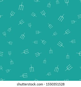 Green Neptune Trident icon isolated seamless pattern on green background.  Vector Illustration