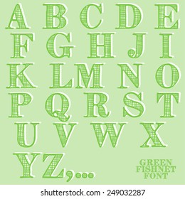 green net font type design elements. vector illustration