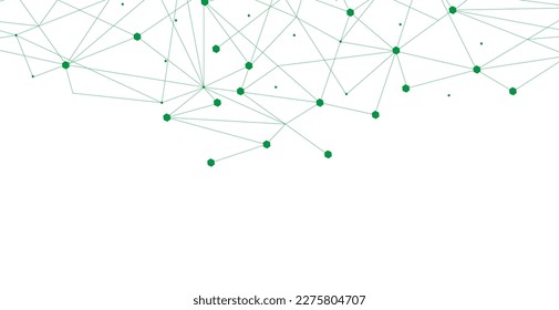Green network. Abstract connection on white background. Green network technology background with dots and lines for desktop. Ai system background. Abstract concept. Line background, network technology