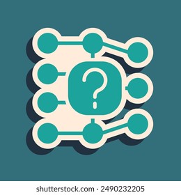Green Neural network icon isolated on green background. Artificial intelligence AI. Long shadow style. Vector
