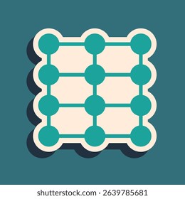 Green Neural network icon isolated on green background. Artificial intelligence AI. Long shadow style. Vector