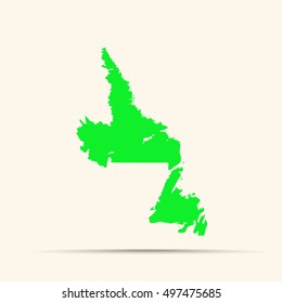 Green Newfoundland and Labrador Map Illustration