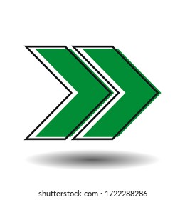 Green next arrow icon. Flat design.