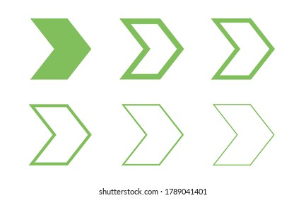 código de vector de iconos de flecha verde siguiente con fondo blanco