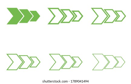 green next arrow icons vector concept with white background