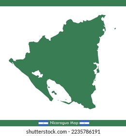 Green Nicaragua country map vector with national flag