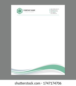 Green Nice Letterhead Template for Print with Square Logo