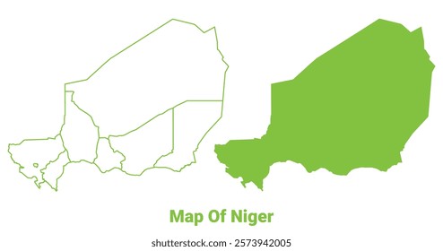 Green Niger map outline and flat vector illustration
