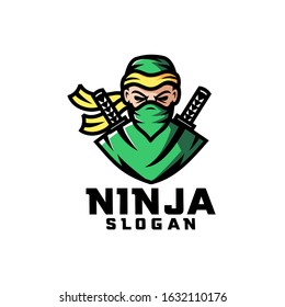 green ninja character logo design cartoon