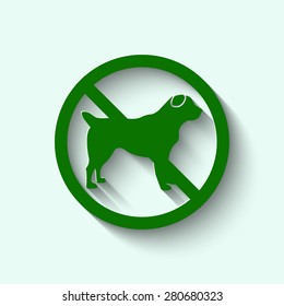 Green No dog sign, vector illustration with shadow