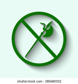 Green no knife symbol, no weapon, prohibited symbol   with shadow