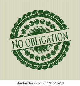 Green No obligation distressed rubber stamp