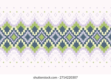 Green Nordic Geometric Seamless Pattern in Scandinavian Folk Style