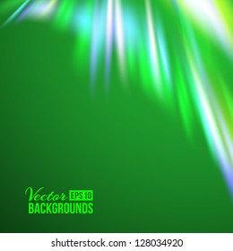 Green northern lights. Vector illustration, eps 10, contains transparencies.
