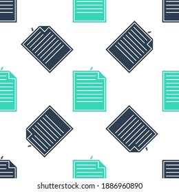 Green Note paper with pinned pushbutton icon isolated seamless pattern on white background. Memo paper sign. Vector.