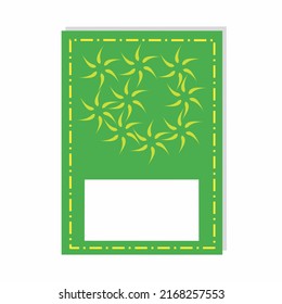 Green notebook cover design graphic vector illustration featuring abstract yellow floral motif, Perfect for custom printing, journaling, or organizing purposes.