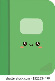 Green notebook, illustration, vector on white background.