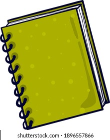 Green notebook, illustration, vector on a white background.