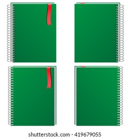 Green notebook stand action design vector illustration.
