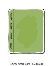green  notebook top view on white  background hand drawn blank paper cover vector art illustration