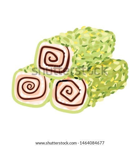 Green nougat roll. Vector illustration on white background.