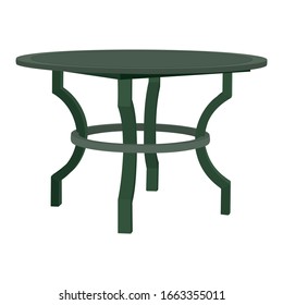 The Green Nuanced Dining Table. The Rounded Table Vector Illustration Isolated On White Background