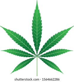 Green Nuanced Marijuana Leaf. Cannabis Leaf Icon. Vector Illustration