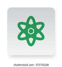 Green Nuclear icon in circle on white app button