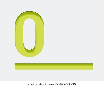 Green Number 0. Vector design element. Green number. Vector 3d illustration. Numbers with shadow.