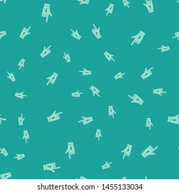 Green Number 1 one fan hand glove with finger raised icon isolated seamless pattern on green background. Symbol of team support in competitions.  Vector Illustration