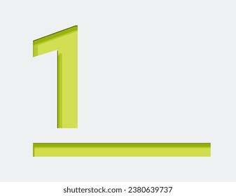 Green Number 1. Vector design element. Green number. Vector 3d illustration. Numbers with shadow.