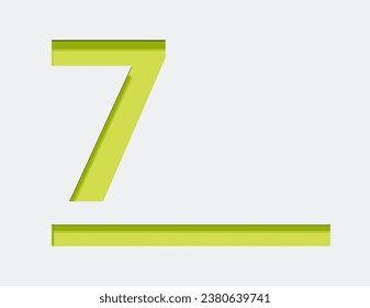 Green Number 7. Vector design element. Green number. Vector 3d illustration. Numbers with shadow.