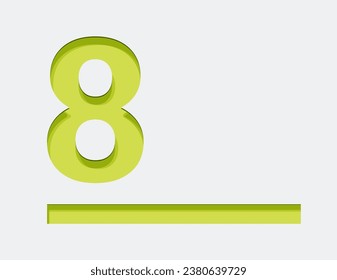 Green Number 8. Vector design element. Green number. Vector 3d illustration. Numbers with shadow.