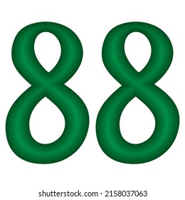 Green Number Eighty Eight Vector Illustration. Number 88 Isolated On A White Background. Islamic Or Arabic Font Number
