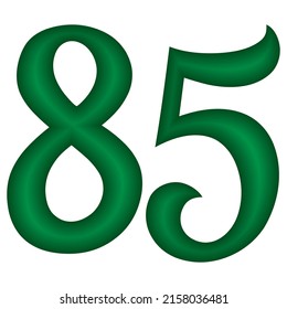 Green Number Eighty Five Vector Illustration. Number 85 Isolated On A White Background. Islamic Or Arabic Font Number
