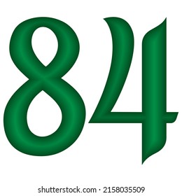 Green Number Eighty Four Vector Illustration. Number 84 Isolated On A White Background. Islamic Or Arabic Font Number
