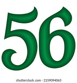 Ilustración Verdes Número Cincuenta Y Seis Vectores. El Número 56 Está Aislado En Un Fondo Blanco. Número de letra islámico o árabe
