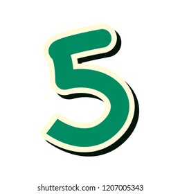 green number five on white background